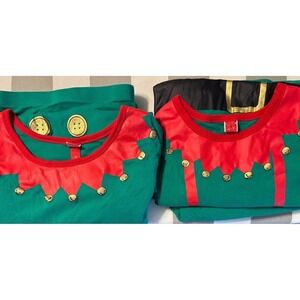 2 Elf Costume Pajamas Sleepwear Long Sleeve Pants Set adult 3X‎ and XXL preowned